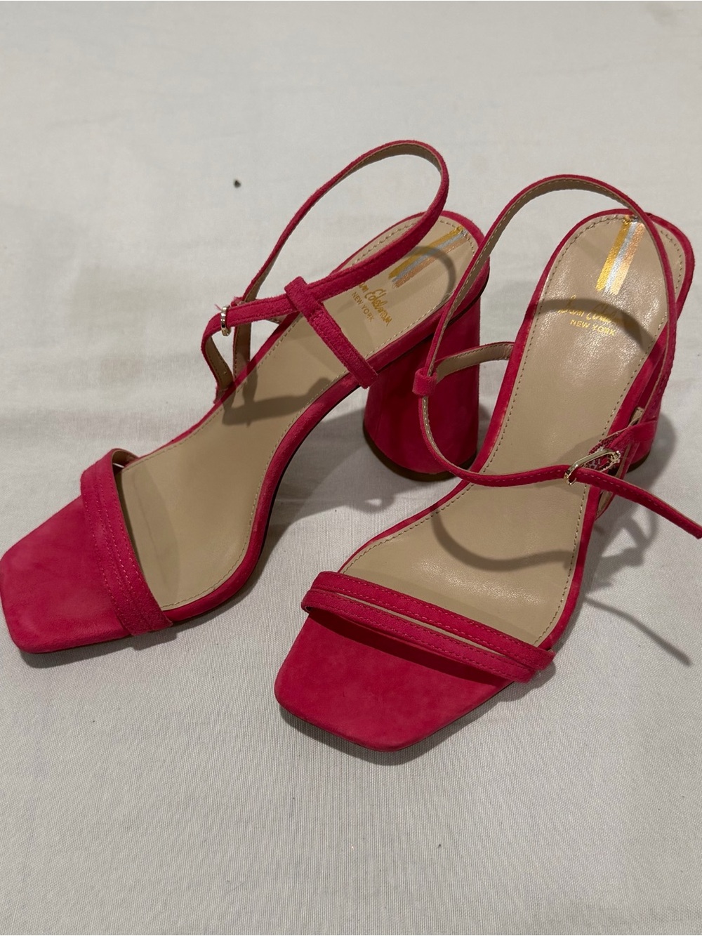Sam Edelman Pink Suede Block Heel Sandals